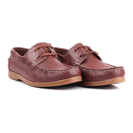 Contrast Stitch Laced Boat Shoe // Brown (Euro: 40)
