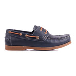 Contrast Stitch Laced Boat Shoe // Navy (Euro: 44)