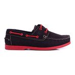 Contrast Stitch Laced Boat Shoe // Navy + Red (Euro: 44)