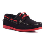 Contrast Stitch Laced Boat Shoe // Navy + Red (Euro: 44)