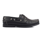 Contrast Stitch Laced Boat Shoe // Black (Euro: 43)