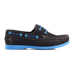 Contrast Stitch Laced Boat Shoe // Black + Blue (Euro: 41)