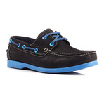 Contrast Stitch Laced Boat Shoe // Black + Blue (Euro: 41)