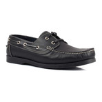 Contrast Stitch Laced Boat Shoe // Black (Euro: 43)