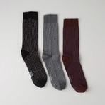 Textured Crew Socks // Leonard Double Cylinder // Pack of 3