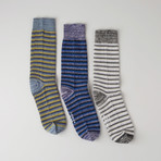 Textured Crew Socks // Lobos Double Cylinder // Pack of 3