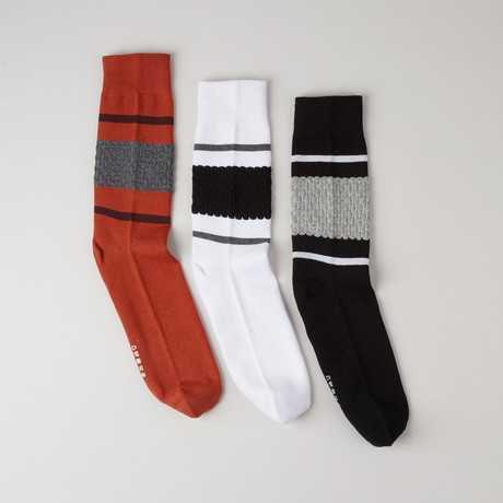 Textured Crew Socks // Core Double Cylinder // Pack of 3