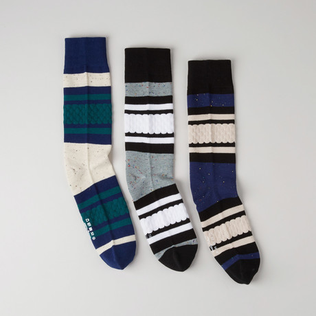 Textured Crew Socks // Provence Double Cylinder // Pack of 3