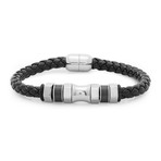 Magnetic Clasp Thin Braided Bracelet // Black