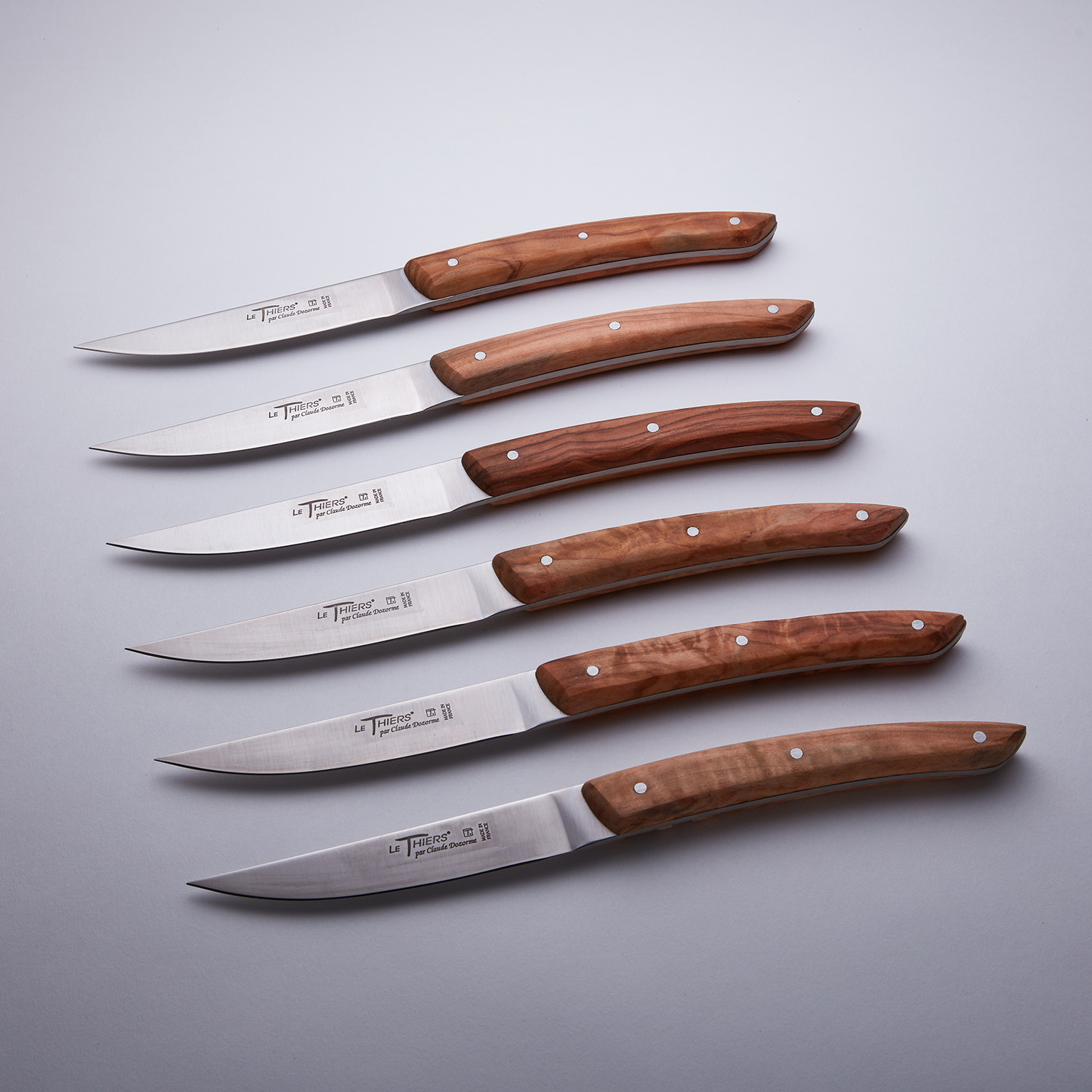 Thiers Steak Knives // Box of 6 // Olive Wood Handle - Claude Dozorme ...
