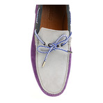 Colorblocked Contrast Laced Suede Driver // Cyclamen, White (Euro: 45)