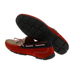 Colorblocked Contrast Laced Suede Driver // Red, Sand (Euro: 43)
