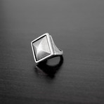 Antiqued Faceted Pyramid Ring // Silver (Size 8)