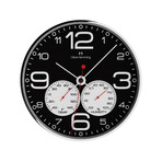 Chrome Weather Station Wall Clock // Black (Small)