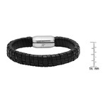 Magnetic Clasp Braided Leather Bracelet // Black