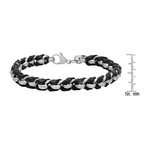 Stainless Steel Braided Leather Bracelet // Black + Silver