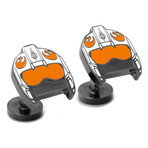 Fighter Pilot Helmet Cufflink // Orange + White