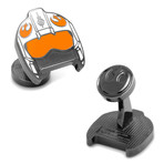 Fighter Pilot Helmet Cufflink // Orange + White