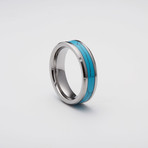 Turquoise Inlay Tungsten Carbide Ring (Size 8)