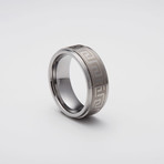 Engraved Tungsten Carbide Ring // Greek Key (Size 8)