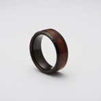 Koa Wood Inlay Tungsten Carbide Ring // Black (Size 8)
