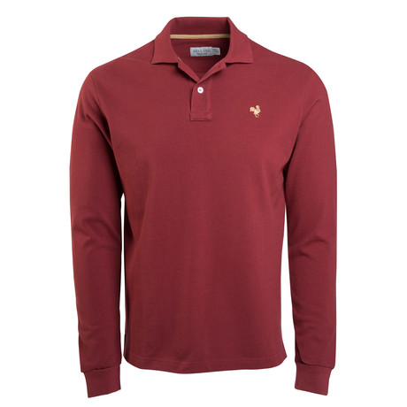 Secret Loop Long-Sleeve Polo // Merlot + Rust (S)