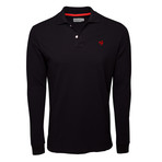 Secret Loop Long-Sleeve Polo // Black + Red (L)