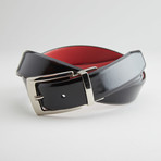 Textured Reversible Belt // Black + Red (32" Waist)