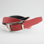Textured Reversible Belt // Black + Red (32" Waist)