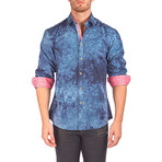 Dotted Sky Long-Sleeve Button-Up Shirt // Blue (M)