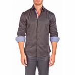 Solid Long-Sleeve Button-Up Shirt // Black (XS)