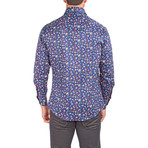 Flower Field Long-Sleeve Button-Up Shirt // Navy (3XL)