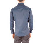 Windowpane Long-Sleeve Button-Up Shirt // Black + Teal (2XL)