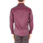 Windowpane Long-Sleeve Button-Up Shirt // Black + Red (S)