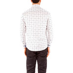 Grid Long-Sleeve Button-Up Shirt // White + Blue (XS)