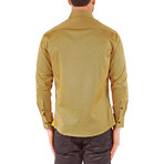 Medallion Long-Sleeve Button-Up Shirt // Gold (2XL)