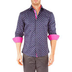 Drips Long-Sleeve Button-Up Shirt // Navy (2XL)