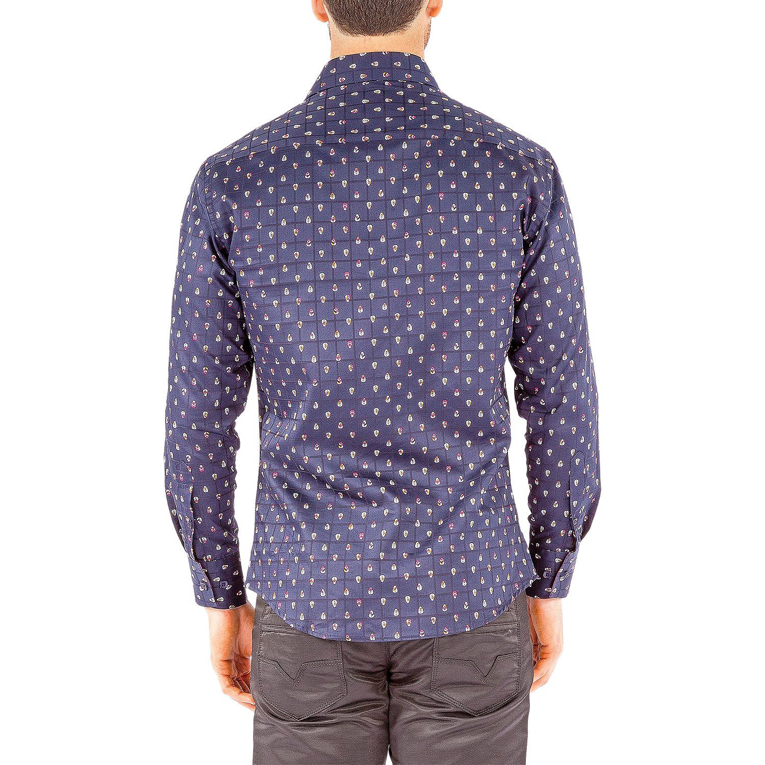 Drips Long-Sleeve Button-Up Shirt // Navy (2XL) - BESPOKE - Touch of Modern