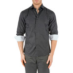 Checkered Long-Sleeve Button-Up Shirt // Black (L)