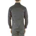 Checkered Long-Sleeve Button-Up Shirt // Black (XL)