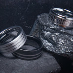 Koa Wood Inlay Tungsten Carbide Ring // Black (Size 8)