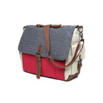 Tri-Color Canvas Messenger Bag (Maroon + Grey + Olive)