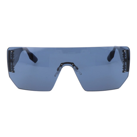Angled Frameless Shield Sunglasses // Navy