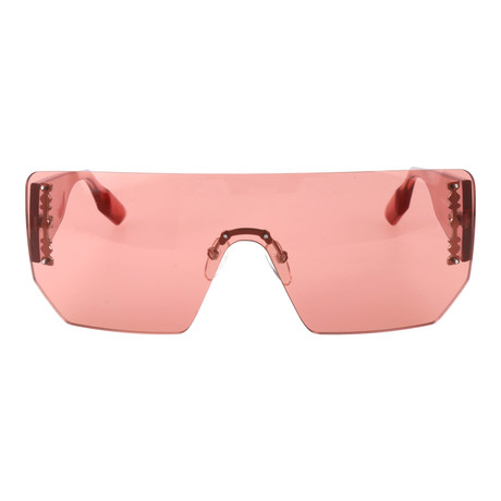 Angled Frameless Shield Sunglasses // Rose