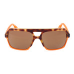 Heavy Top Bar Hexagonal Sunglasses // Neon Orange + Havana