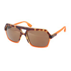 Heavy Top Bar Hexagonal Sunglasses // Neon Orange + Havana