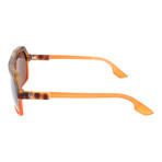 Heavy Top Bar Hexagonal Sunglasses // Neon Orange + Havana