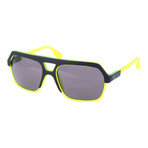 Heavy Top Bar Hexagonal Sunglasses // Neon Yellow + Black