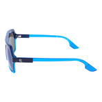 Heavy Top Bar Hexagonal Sunglasses // Blue
