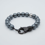 Cubic Zirconia + Hematite Beaded Bracelet // Gunmetal + Black